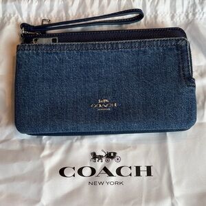 Coach Blue Denim Wristlet